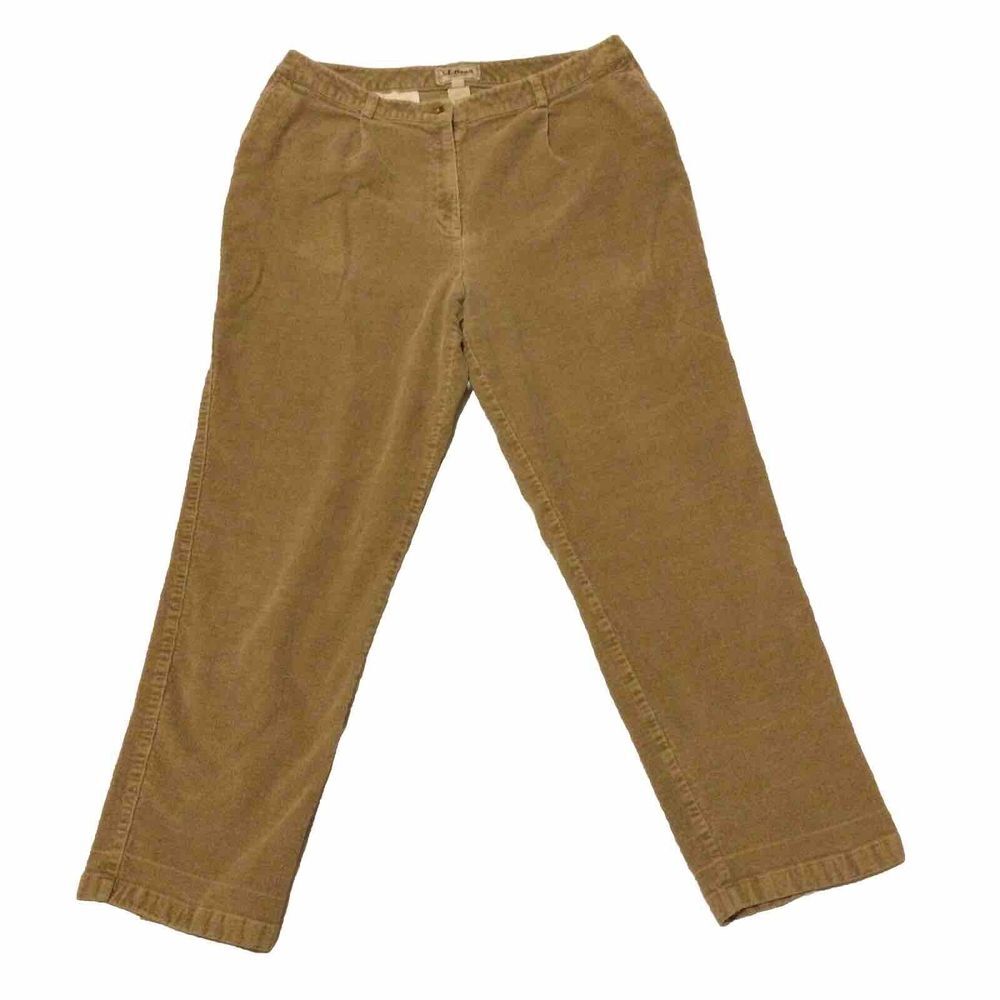 Vintage‎ LL Bean Pants Curvy Fit Women's 16 Regular Khaki Corduroy Pleated